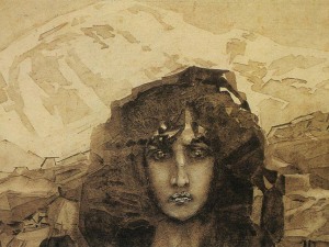 М. А. Врубель «Голова Демона», 1890—91 (фрагмент)